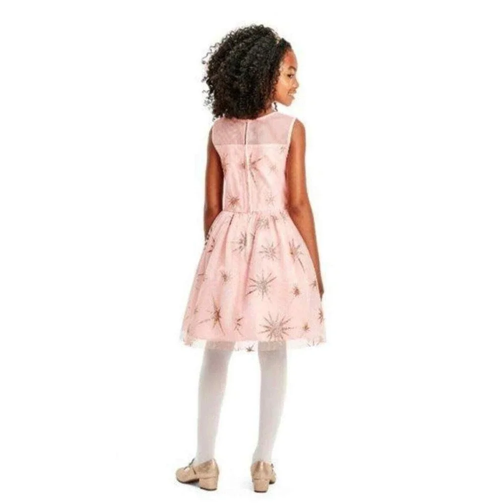 Children's Place‎ Dress Girls 12 Pink Glitter Star Mesh Holiday Party Tulle NWT